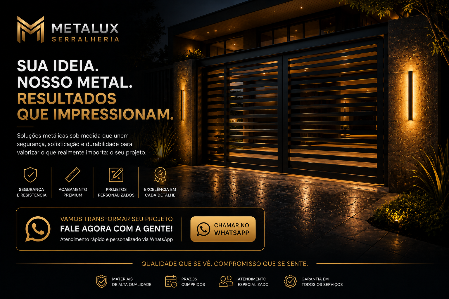 Chamada para orçamento Metalux